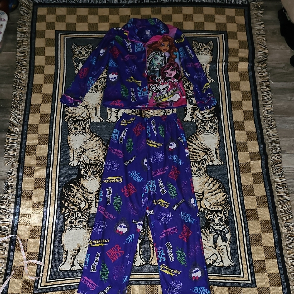 Monster HIGH Colorful Graphic Pajama Set Girls 7/8 Multicolor 2pc Set I7